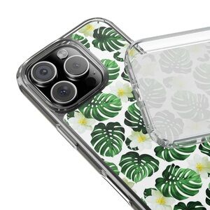 Green and White Monstera Leaf Smartphone Case